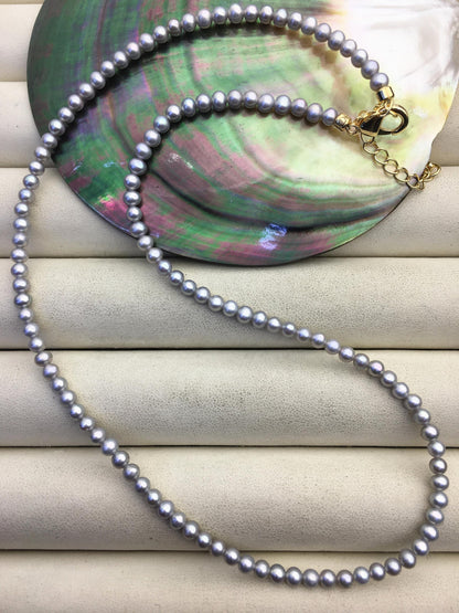 16+2'' AA+ 3-3.5mm gray tiny small round pearl choker Necklace,Wedding Necklace, Love, Mothers Day,Happiness,wholesale,NPN1-T58