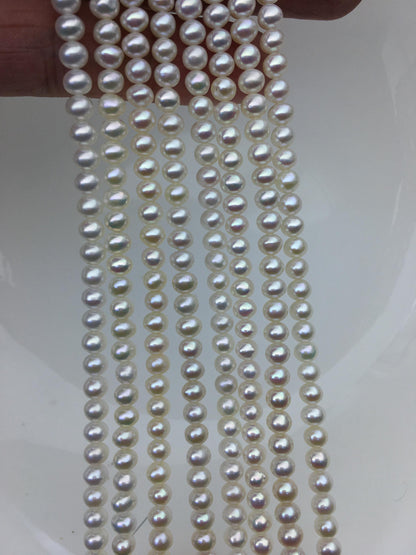 High Luster!AAA 4.5-5mm tiny white button round pearls,full strand,Rondelle pearl Beads,white freshwater pearl,loose strands,SM4-3A-44