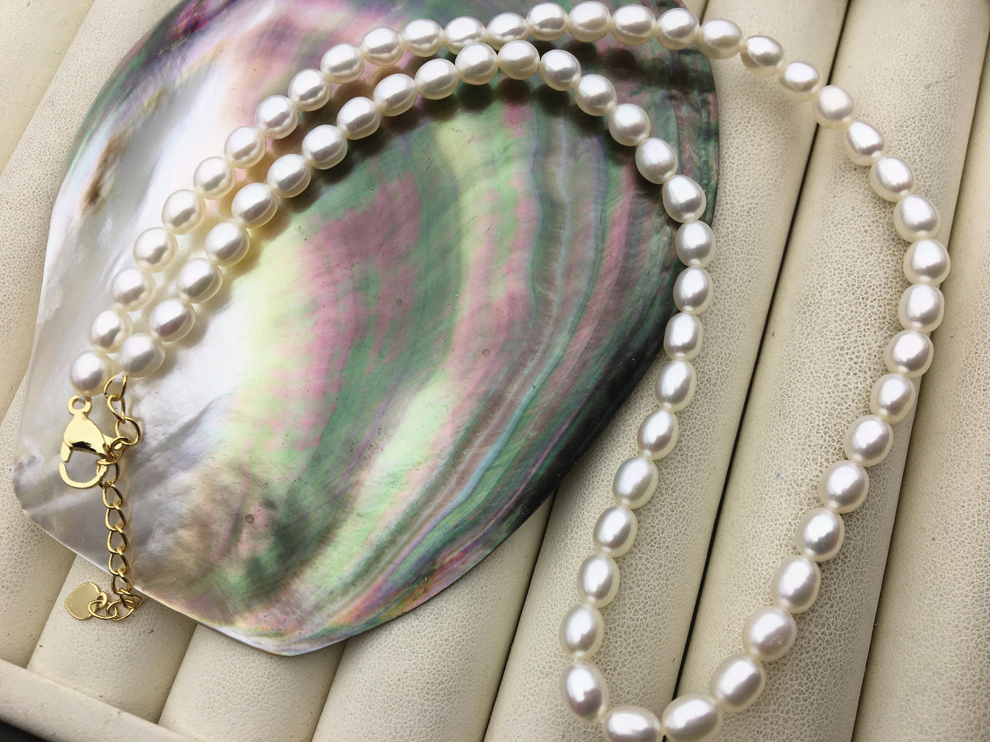 AAA 16+2'' 5.5-6mm white oval freshwater Pearl necklace,genuine freshwater Pearl necklace,Natural Pearl Necklace,NPN1-080