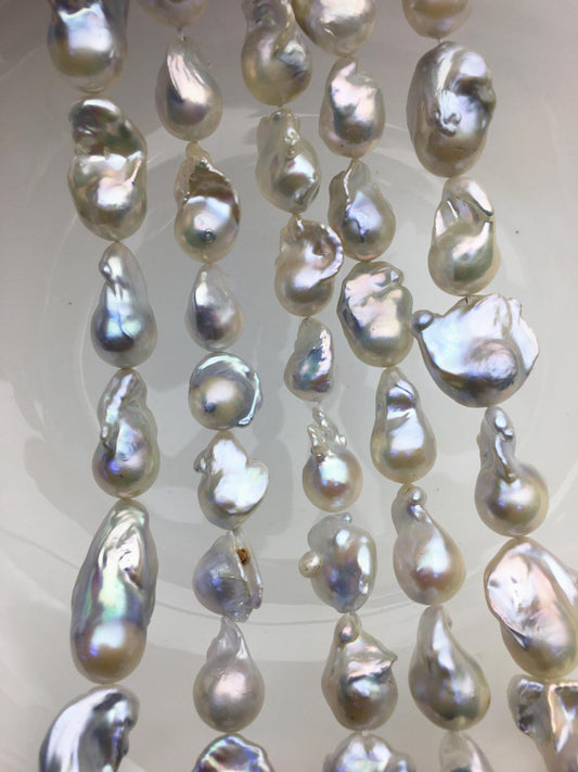 15.5'' AA 12-15mm white flame ball pearl,FL15-2A-5-30