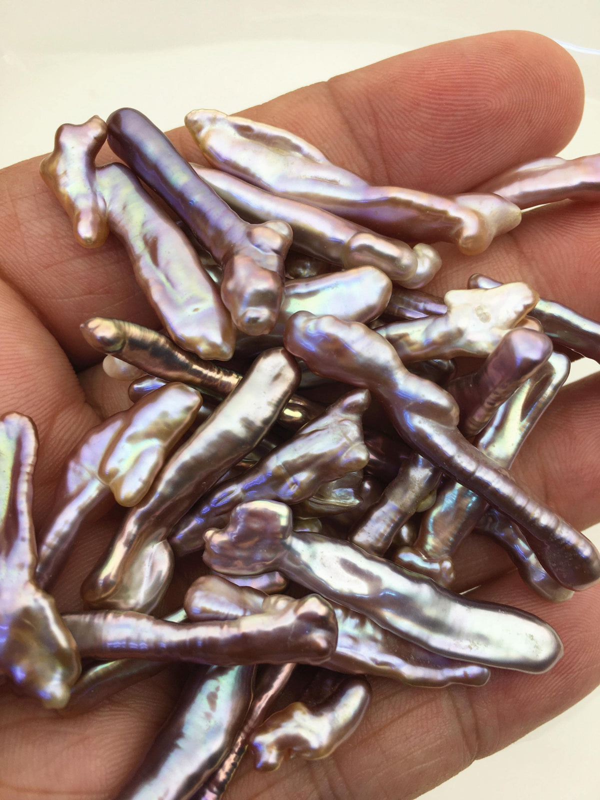48pcs AAA 3-5mm natural purple rainbow Toothpick Freshwater Pearls, no hole,ZS-80-34