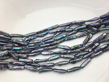 15.5'' AA 5-7mm Black Blue rectangle pearls,ZS-80-25-16