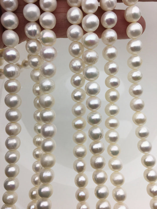 AA 7.4-8.3mm white near round freshwater pearls,large hole,loose pearl beads material ,gift for her necklace,Cultured pearl,RP8-2AY-BDc-3