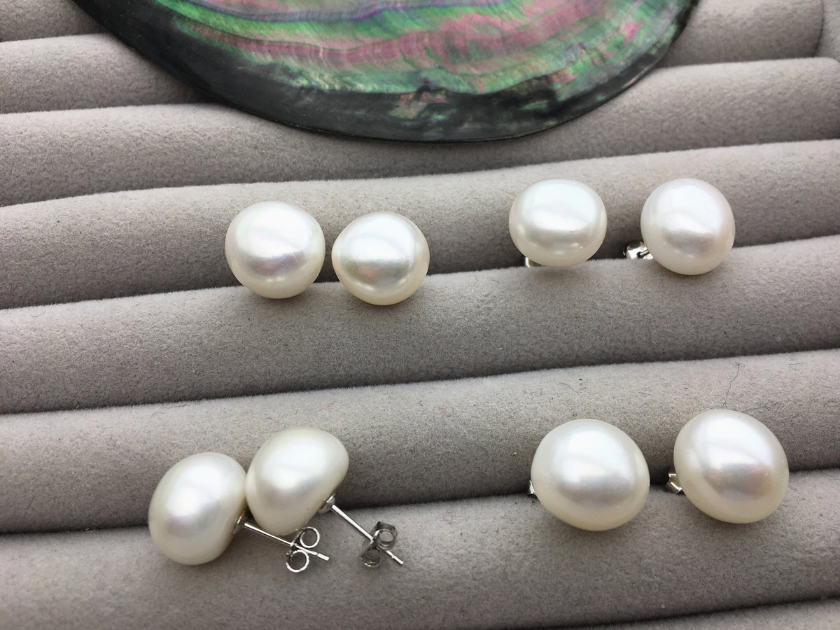 AAA 12-12.5mm big white nugget baroque Pearl Stud Earrings,freshwater pearl earrings,Wedding,classic pearl studs,SE1-069-9