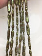 A 6-7mm green yellow toothpick Biwa Pearl Necklace,Genuine Fresh Water Pearl,Wedding Necklace,Mothers Day,ZS-80-10-14
