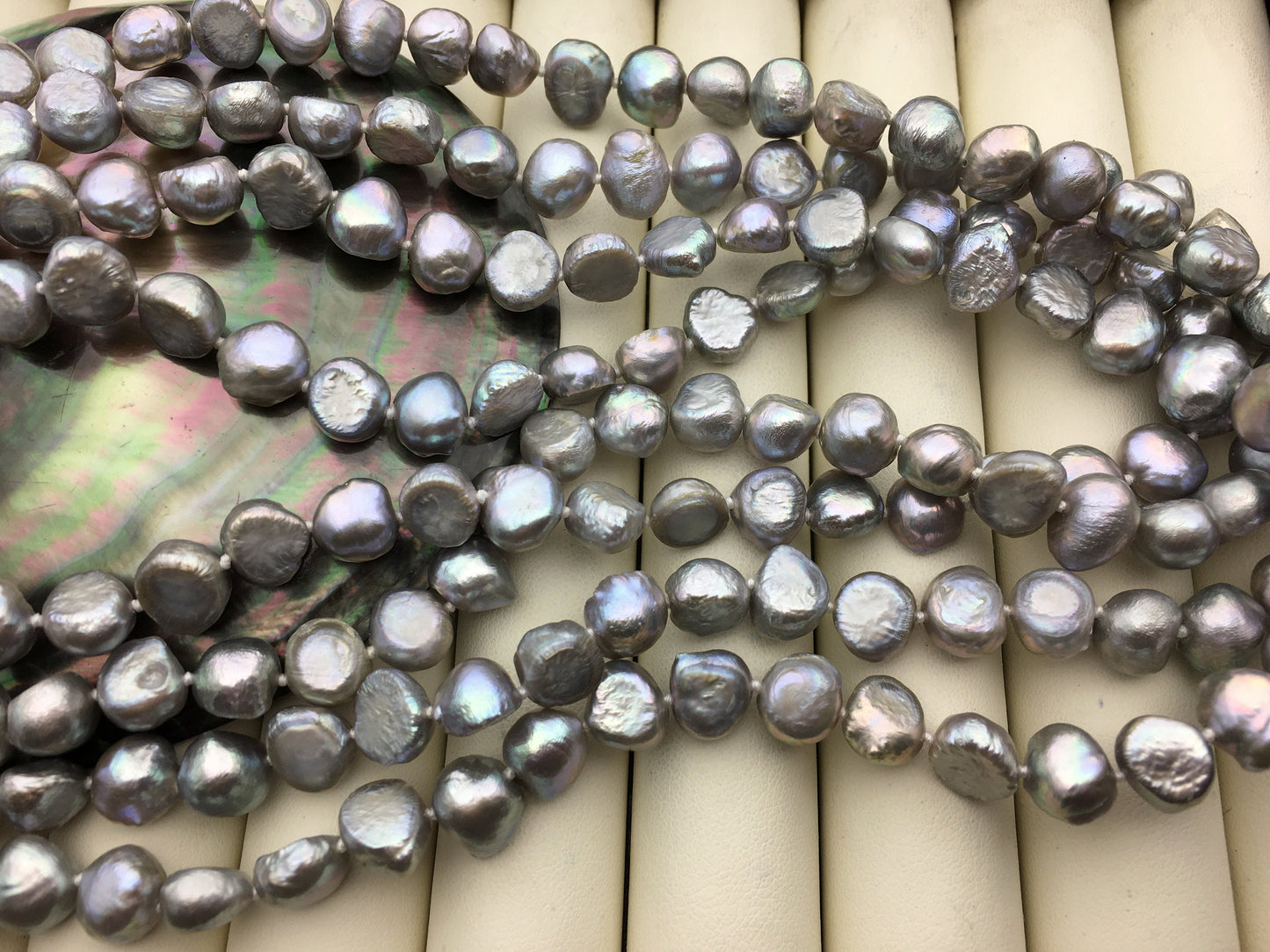 68 inches AA 9mm gray nugget pearl Necklace,NPN1-150