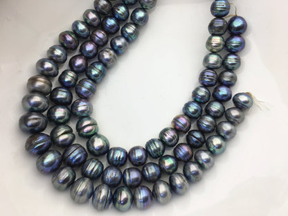 AA 12=14mm Big Green Blue button round freshwater pearl strand,loose freshwater pearl,SM13-T2