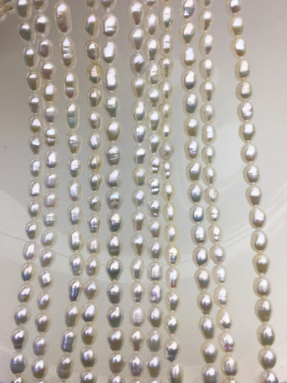 AA 4.5-5mm*5-7mm white rice freshwater pearl,Cultured white rice freshwater pearls bead,pearl necklace,DIY ,Valentine's Day gift,LR4-2A-2