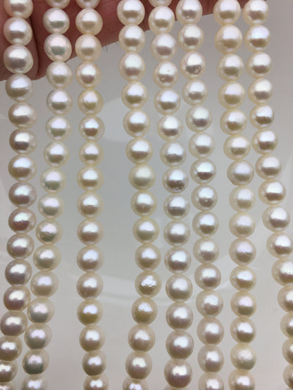 AA+ 6.4-7.3mm white round freshwater chinese pearls,RP7-2AY-BDa-1