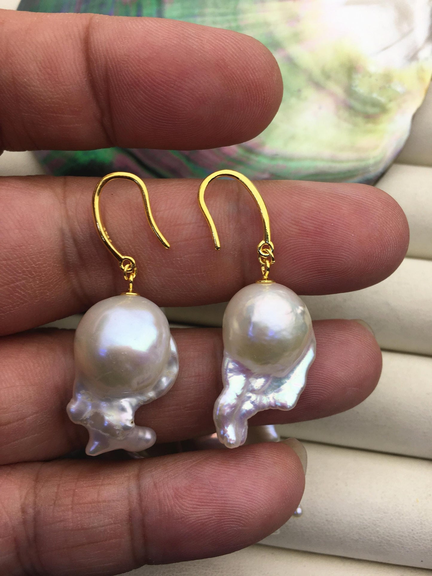30% OFF AAA 14-19mm white flame ball pearl dangle earrings,sterling silver,earring with white baroque Natural Pearl,SE3-031-30