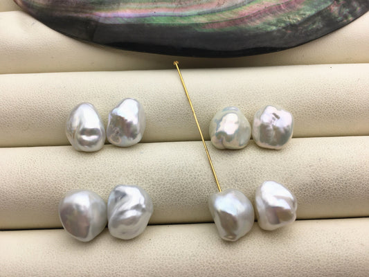 1 pair AAA 10-11mm White keshi pearls Pair,for make dangle earrings,baroque pearl,loose pearl beads,very high luster,ZS-127-62-11