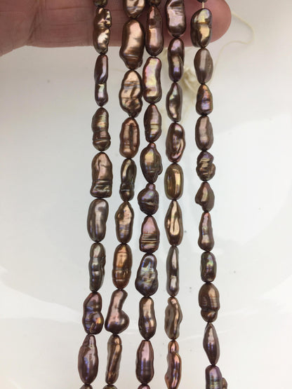 AA+ 6-7mm red brown toothpick Biwa Pearl Necklace,Genuine Fresh Water Pearl,Wedding Necklace,Mothers Day,ZS-80-10-29