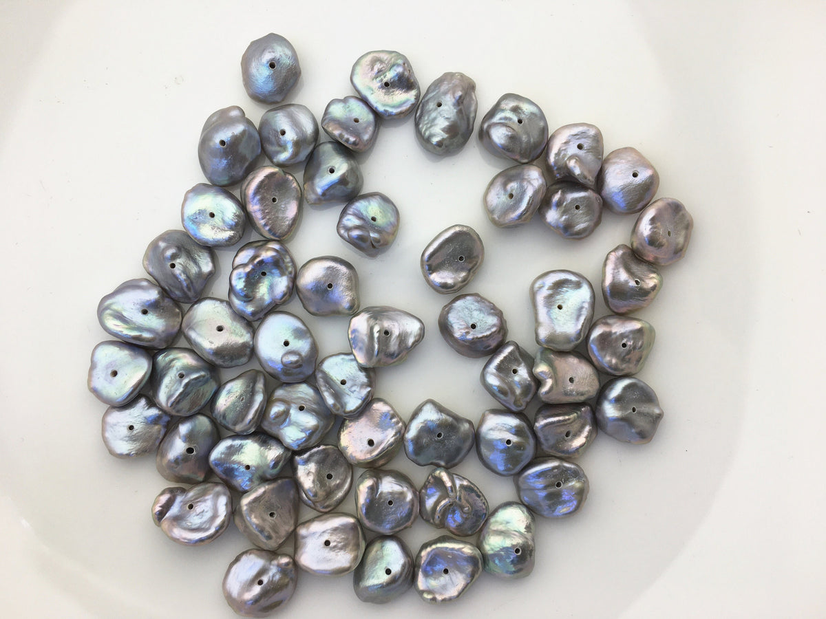 25pcs AA+ 9-10mm Gray Keshi freshwater pearls,center drill,ZS-127-T4