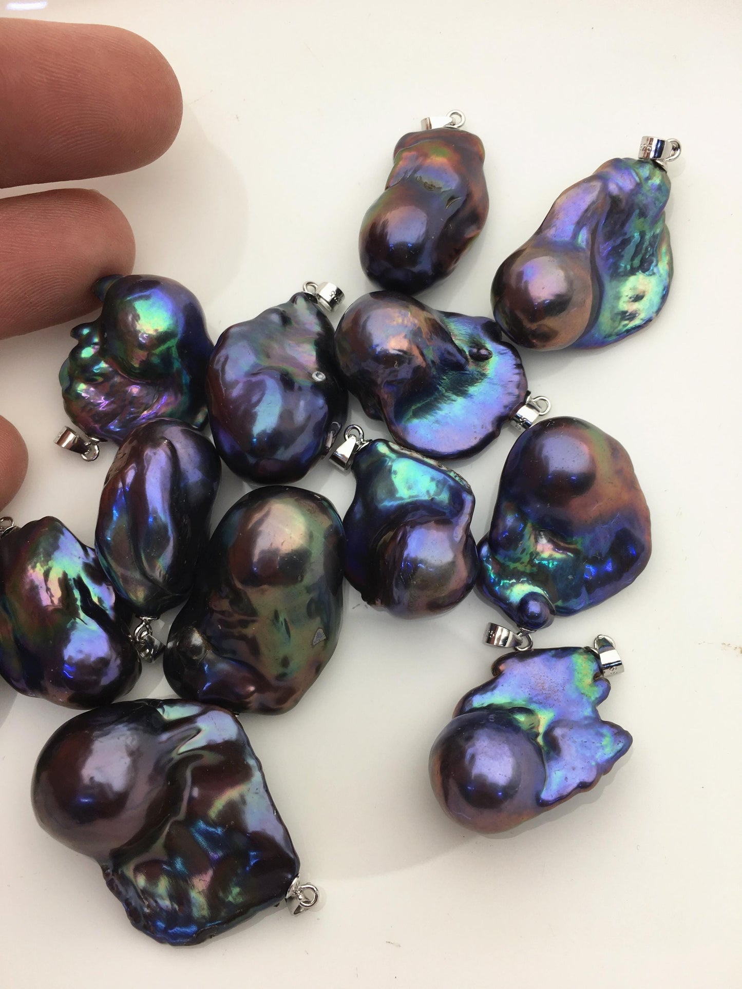 5pcs AA+ 13-20mm black rainbow baroque pearl pendant necklace,S925 Sterling silver pendant,NC1-008-1