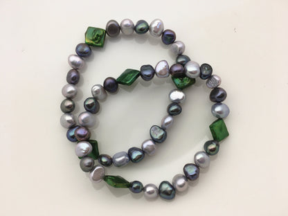 7'' AAA 6-7mm Mix Color Nugget Freshwater pearl Elastic string Bracelet,B8-T24