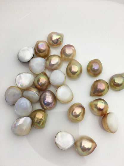 25pcs AAA 12-13mm wrinkled skin Baroque Teardrop Mabe Natural Rainbow Freshwater Pearls,no hole,MB-T18