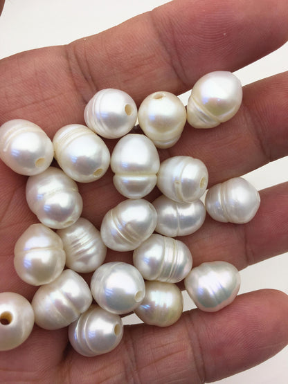 30pcs AA+ 10.2-11.2mm white rice freshwater pearls,2.2mm large hole,LR11-2A-1