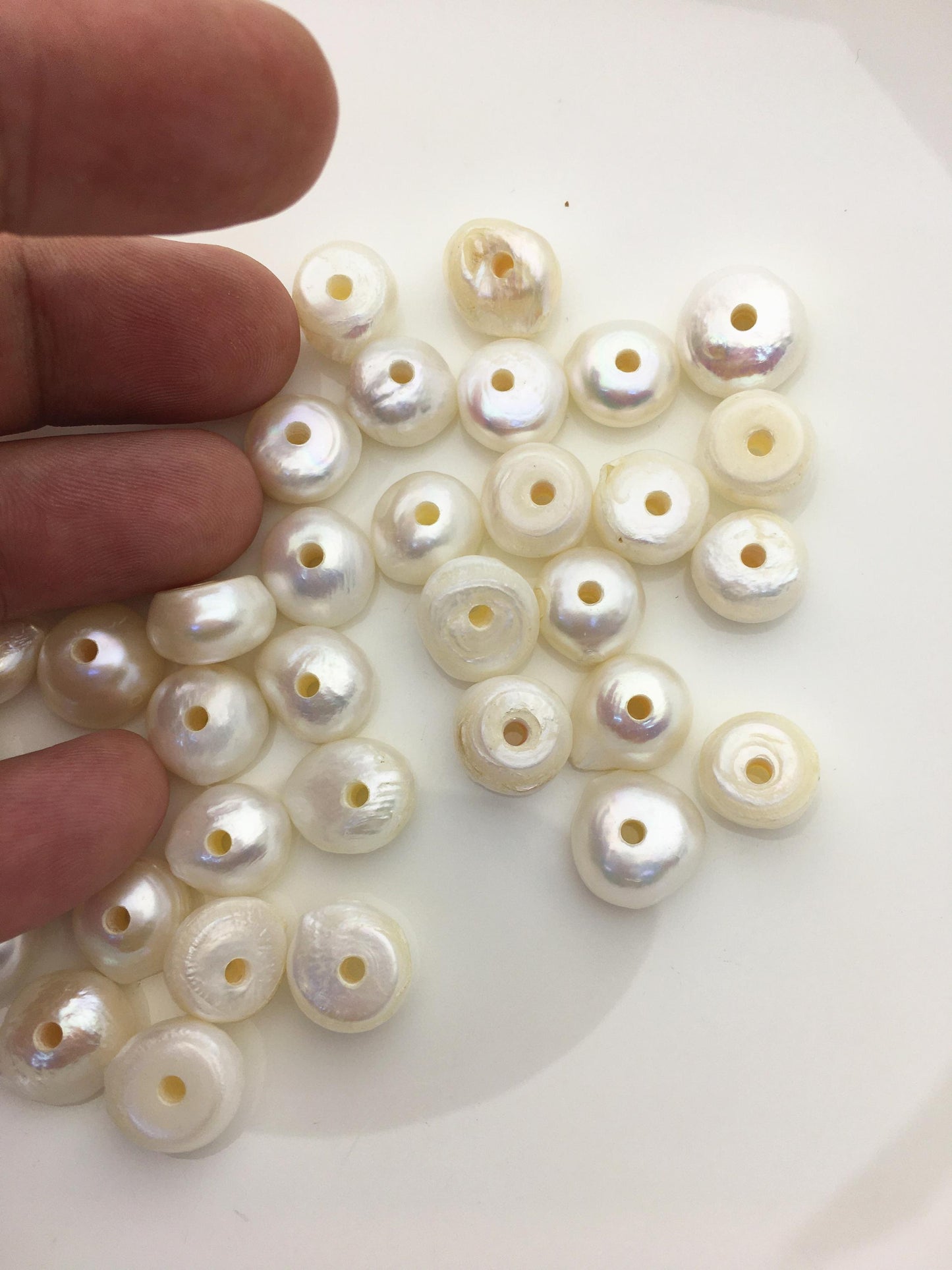 20pcs AA 11-13mm big button round freshwater pearls,2.2mm large hole,Rondelle pearl Beads,DIY material,SM12-2A-1