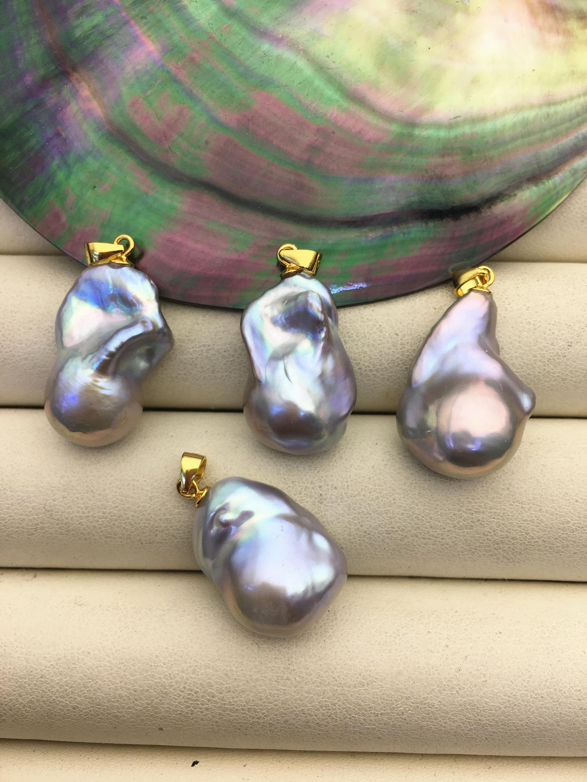 3pcs AAA 12-15mm Gray baroque pearl pendant necklace,S925 Sterling silver pendant,NC1-041-11