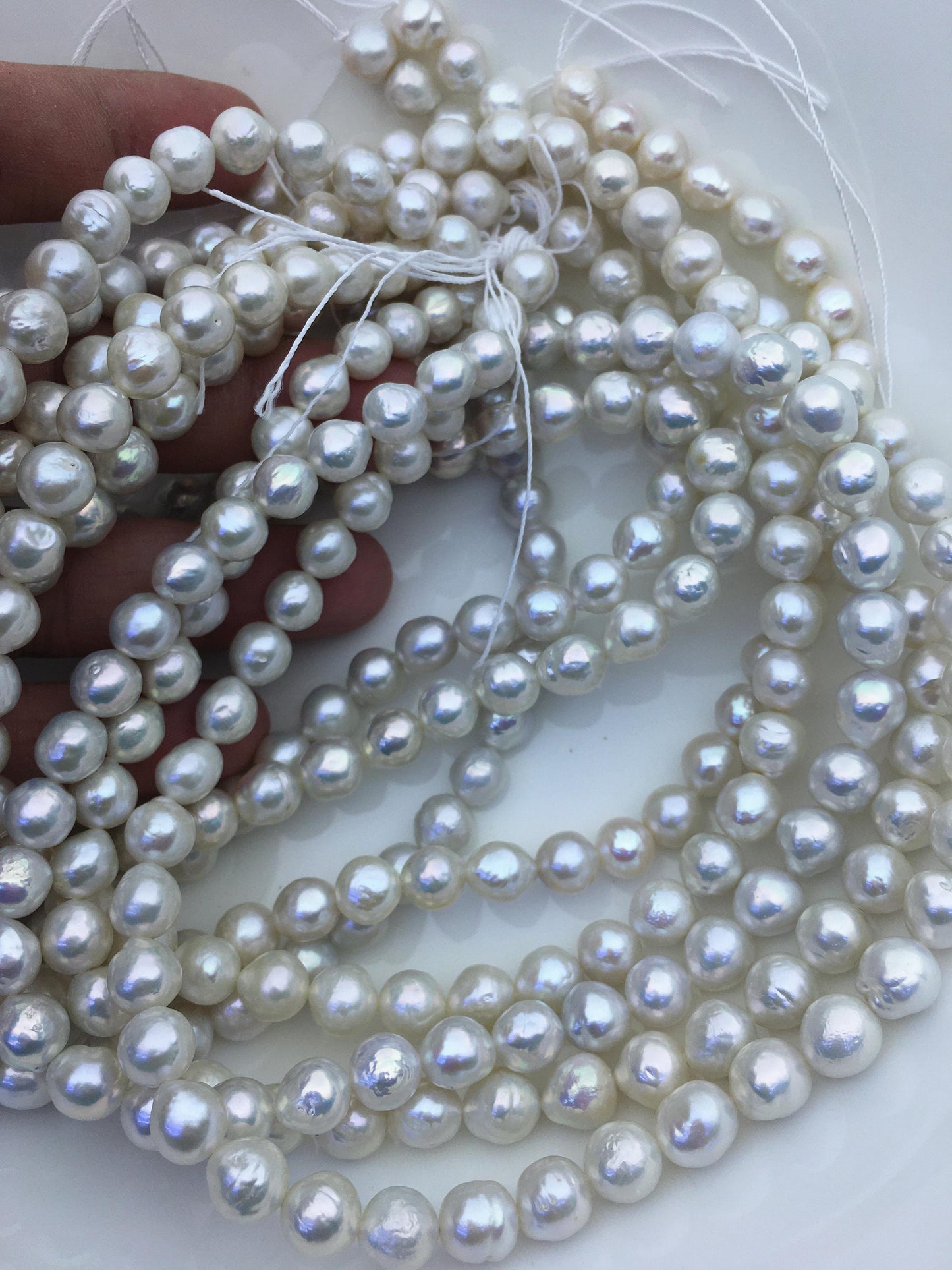 AA+ 7-9mm white baroque near round Edison Freshwater Pearl,ED12-2A-5-39