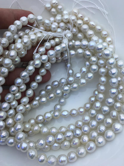 AA+ 7-9mm white baroque near round Edison Freshwater Pearl,ED12-2A-5-39