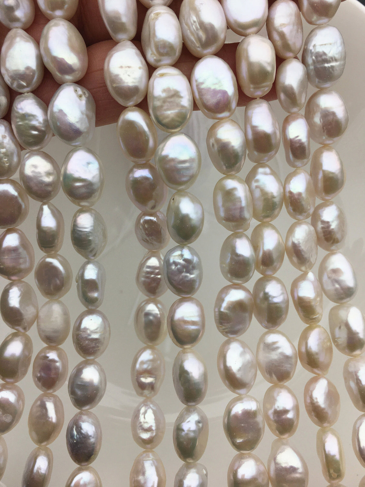 AA+ 9-11mm White ellipse Freshwater Pearl,ZS-119-10