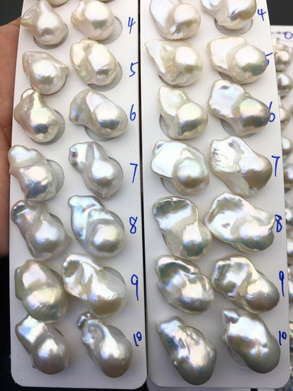 1 pair AAA 14-17x20-25mm White Flameball Pearl Pairs - 0.9mm top half hole - large Baroque freshwater pearl pairs,FL15-3A-8-36