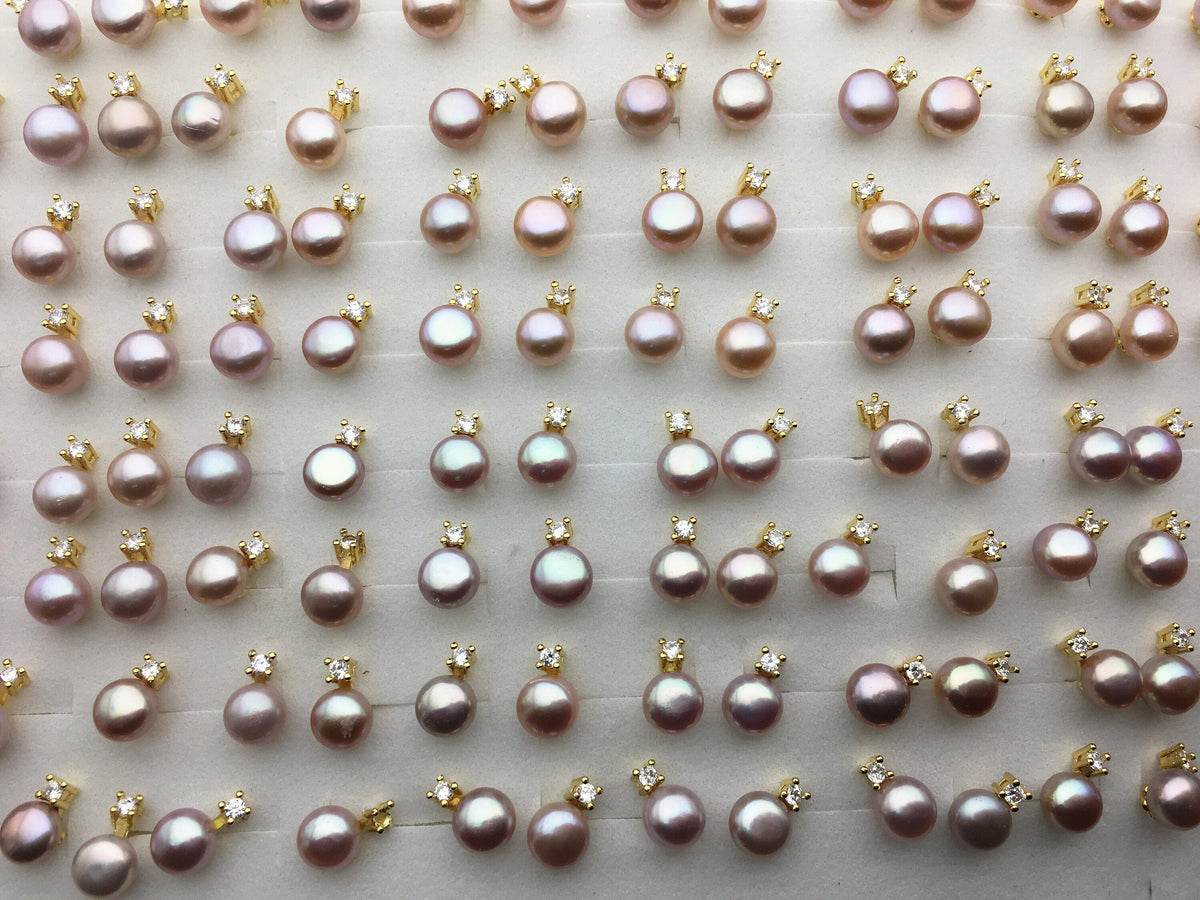 3 pairs White/Pink/Purple Set AAA button round pearl stud earrings,fashion pearl earrings,wedding pearl earrings,SE3-175-1