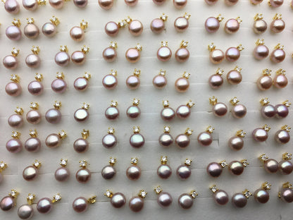 3 pairs White/Pink/Purple Set AAA button round pearl stud earrings,fashion pearl earrings,wedding pearl earrings,SE3-175-1