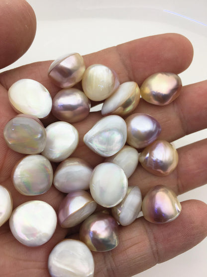 18pcs AAA 13-14mm natural color Baroque Teardrop Mabe Freshwater Pearls,no hole,MB-T30
