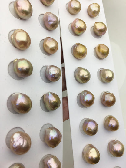5pairs AAA 11-12mm Natural Rainbow baroque drop edison freshwater pearl Pair,no hole,ED11-3A-2-5