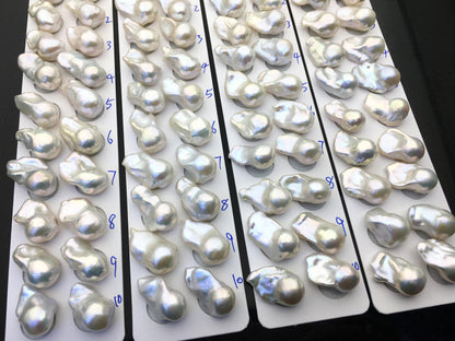 1 pair AAA 13-18x20-28mm White Flame ball Pearl Pairs-0.9mm top half hole-large Baroque freshwater pearl pairs,Fire Ball Pearl,FL15-3A-8-41