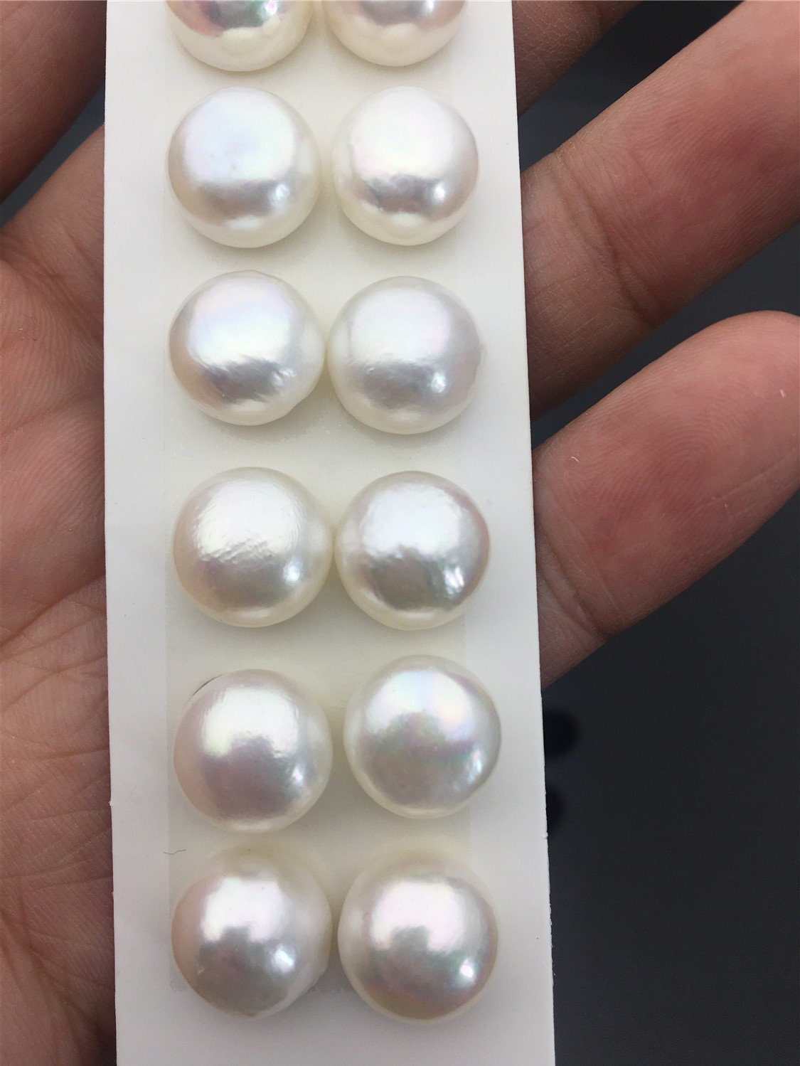 Rare!AAA 12.5-13mm High Luster Thick Skin button freshwater pearls,round button pearl pairs,pearl earring,pearl stud,BTN12-3A-3
