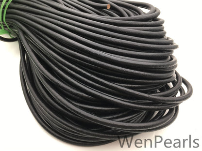 1/2/5/10 yards 6mm Black Color Round Leather Cord,Wholesale Jewelry Supplies,Distressed Matte Finish,LC6-204