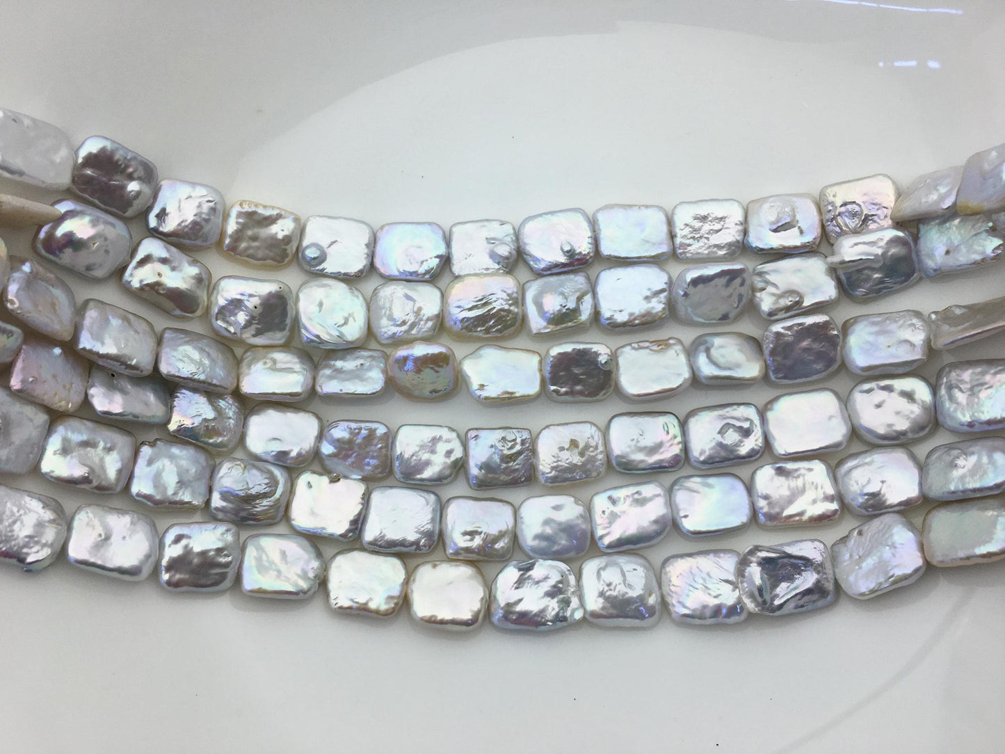 AAA 11-13x15-17mm White Rectangle Block Freshwater Pearl,ZS-119-1