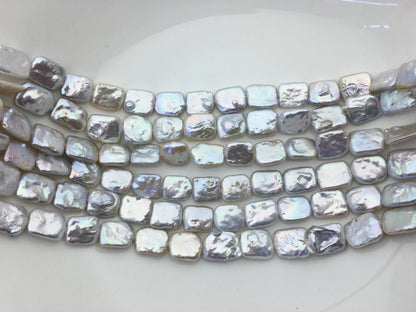 AAA 11-13x15-17mm White Rectangle Block Freshwater Pearl,ZS-119-1