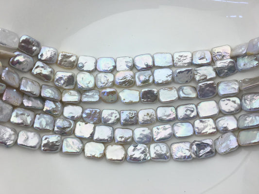 AAA 11-13x15-17mm White Rectangle Block Freshwater Pearl,ZS-119-1