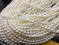 AAA 5.5-6mm*6.3-7.3mm white oval freshwater pearls,high quality,white rice pearl,Full Strand,Freshwater Pearl Rice Beads,LR5-3A-51