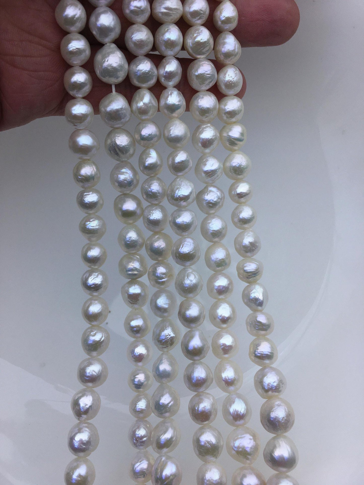 AA+ 8-10mm white baroque near round Edison Freshwater Pearl,ED10-2A-2-53