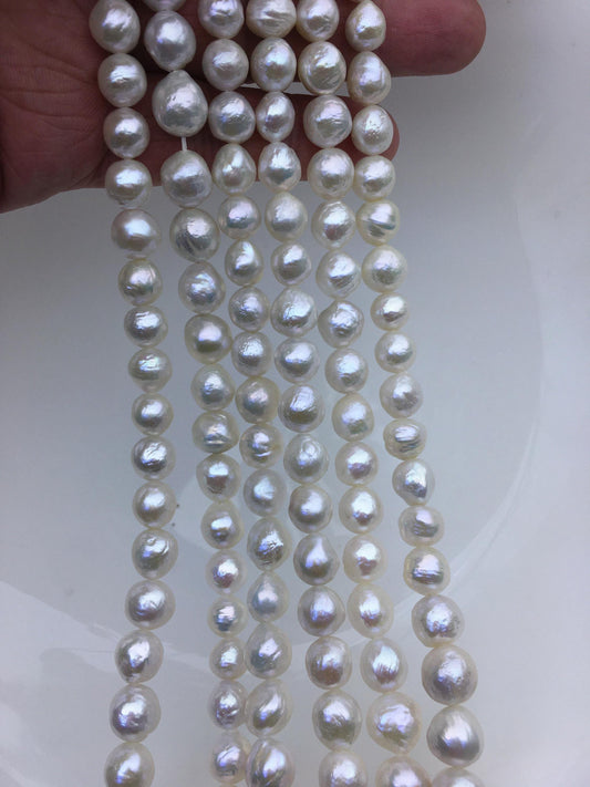 AA+ 8-10mm white baroque near round Edison Freshwater Pearl,ED10-2A-2-53