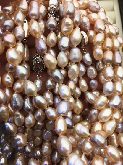 17.5'' AAA 9mm Pink Purple Mix Color Nugget Pearl necklace,pearl necklace, NPN1-021