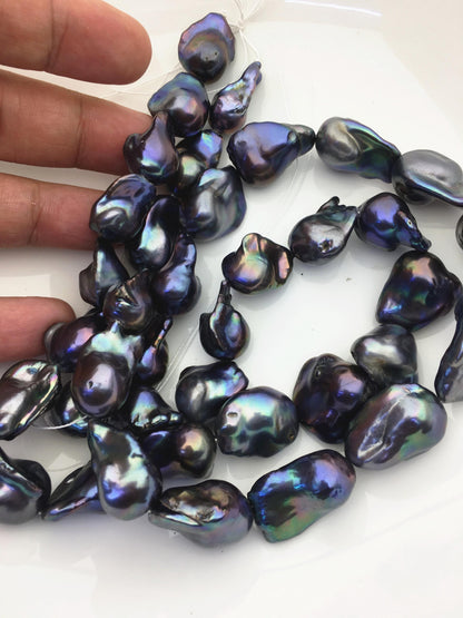 15.5'' AAA 13-18mm Black Rainbow flame ball pearl,FL15-3A-7-27