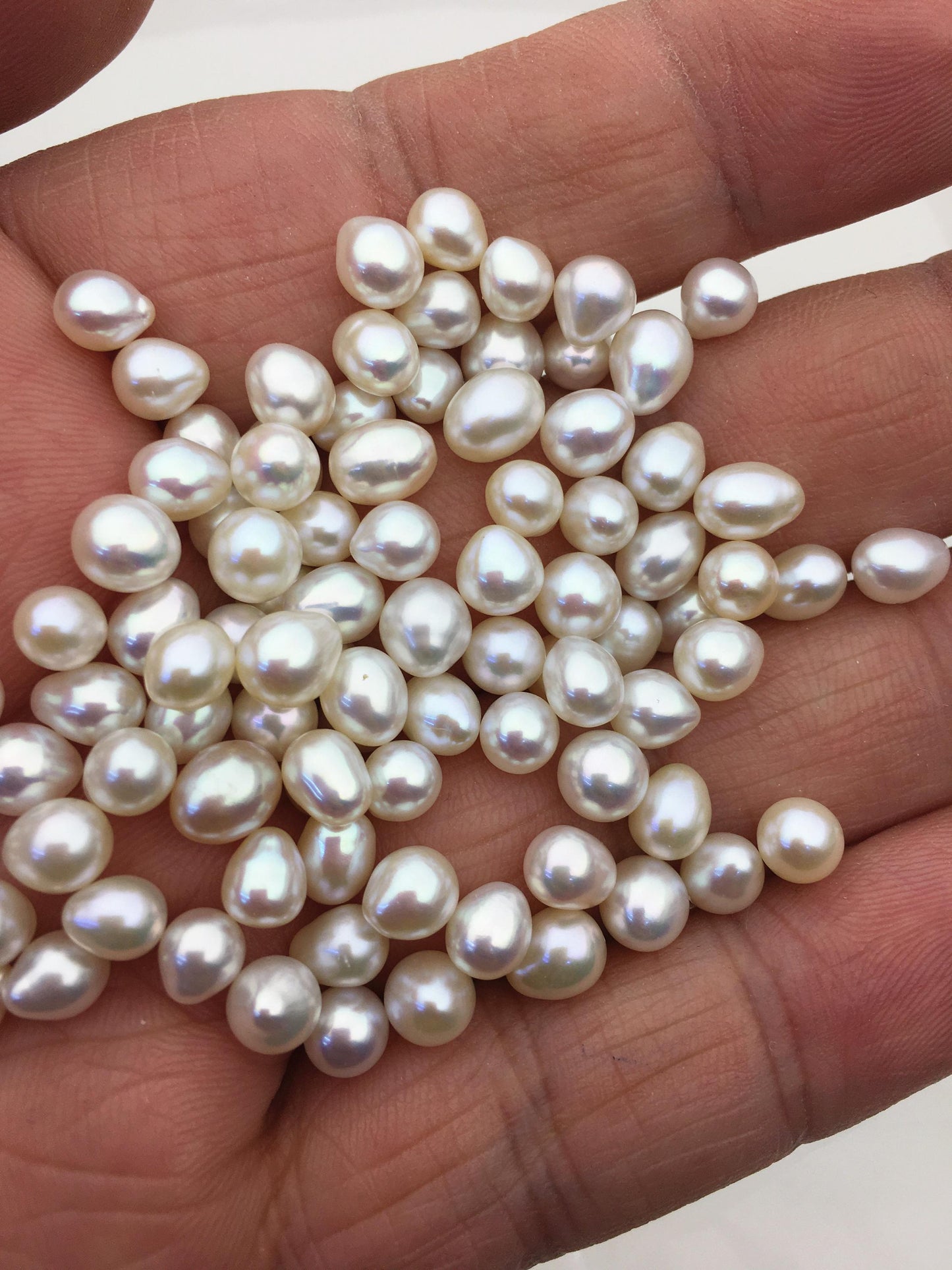 High Luster!30pcs AAA 5-6mm white rice freshwater pearls, no hole, LR5-T5
