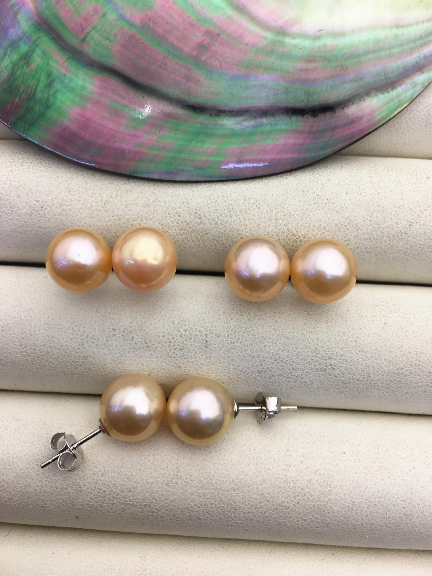 1 pair AA+ 10-11mm orange round edison pearl stud earrings,wedding pearl earrings,SE3-T9-41