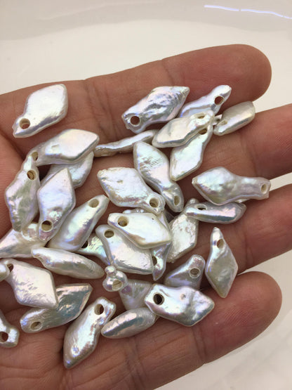 20pcs AAA 8-10mm white diamond freshwater pearls,2.2mm top large big hole,ZS-103-11