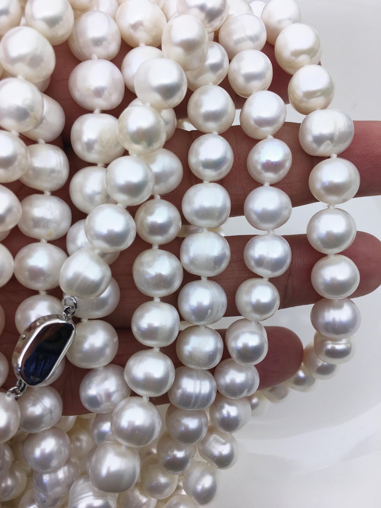 17.5 inches AA+ 9.3-10.3mm potato pearl Necklace,white Pearl necklace,NPN1-040
