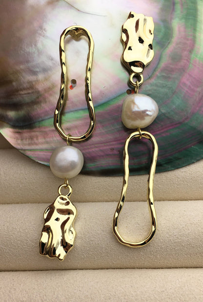 Fashion White baroque pearl stud earrings,earring with white baroque Natural Pearl,SE3-121-18