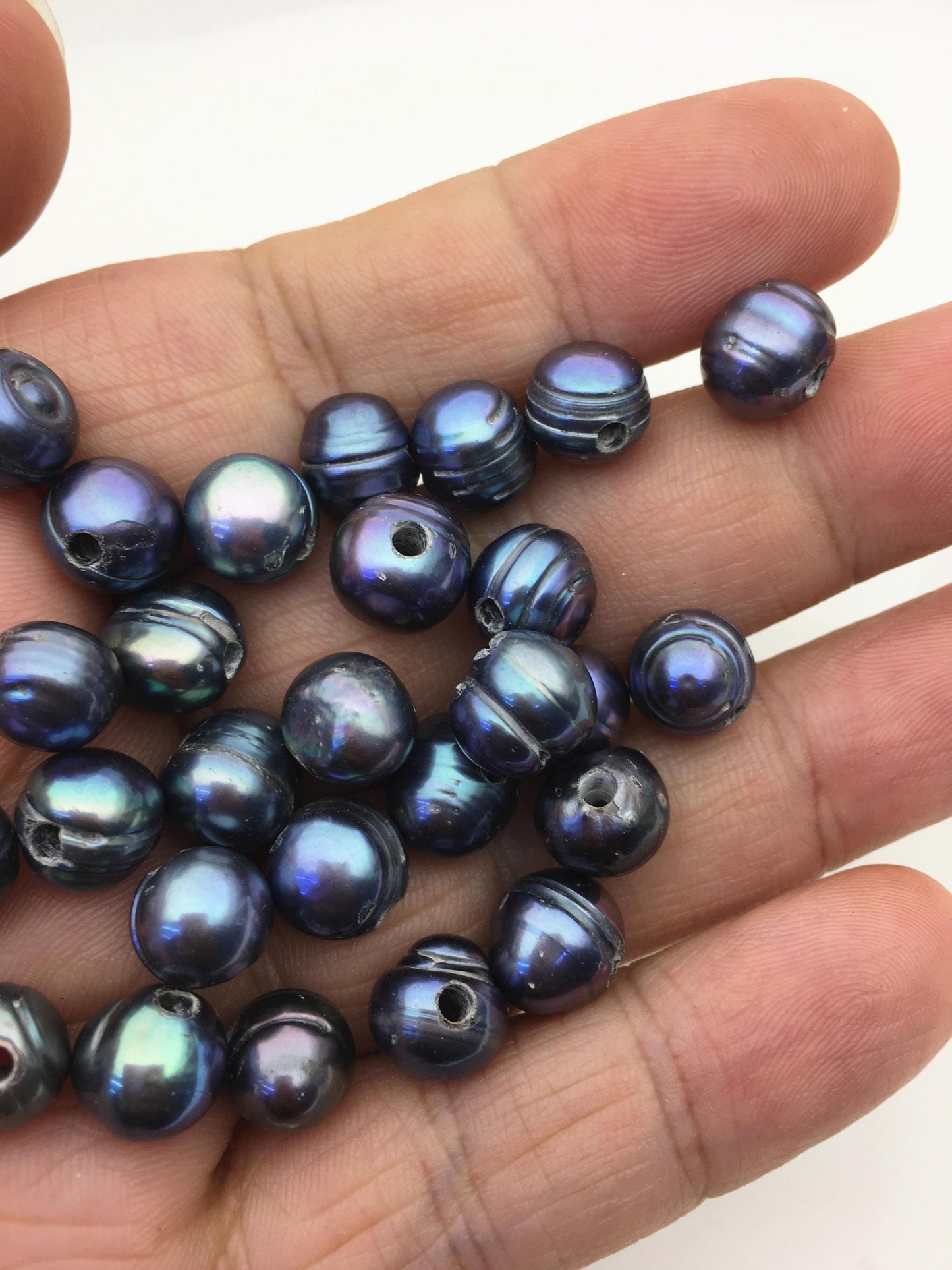 20pcs AA 9.2-10mm deep blue Potato loose pearl,2.2mm large hole,CR9-T2