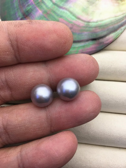 1 pair AAA 10-11mm gray round edison pearl stud earrings,S925 Sterling Sliver stud earrings,wedding pearl earrings,SE3-T9-26