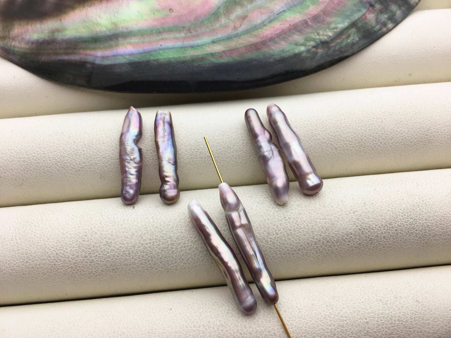 AAA- 3-5x20-25mm Purple Toothpick pearls Pair,for make dangle earrings,0.9mm through hole,ZS-127-62-34